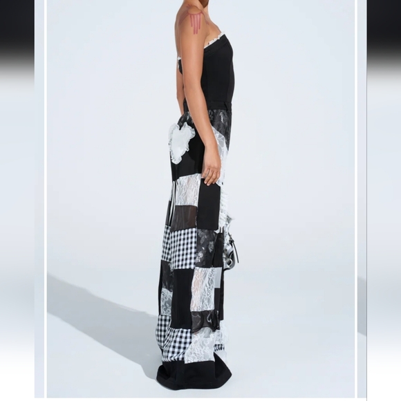 AKIRA Black and White Patchwork Jumpsuit - Picture 4 of 10